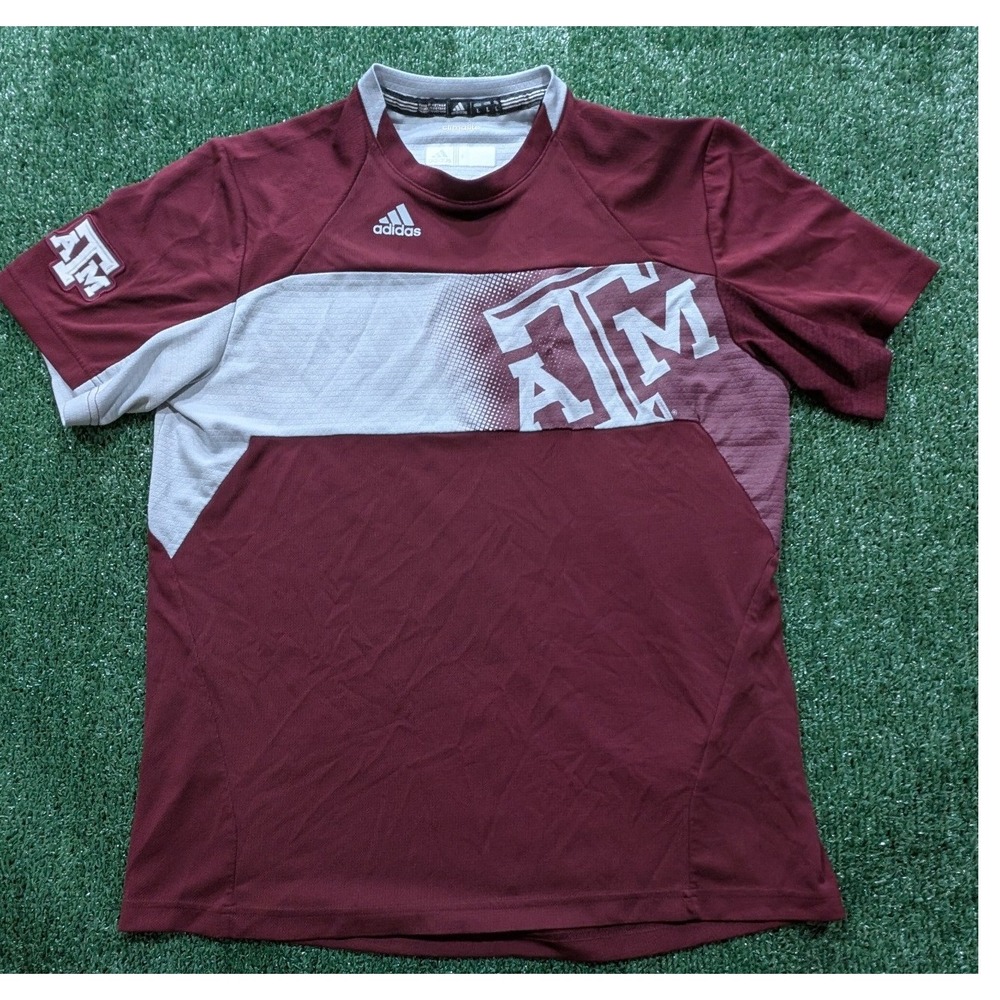 Adidas Texas A&M Aggies Climalite Shirt Mens Large Maroon Grey Soccer Jersey